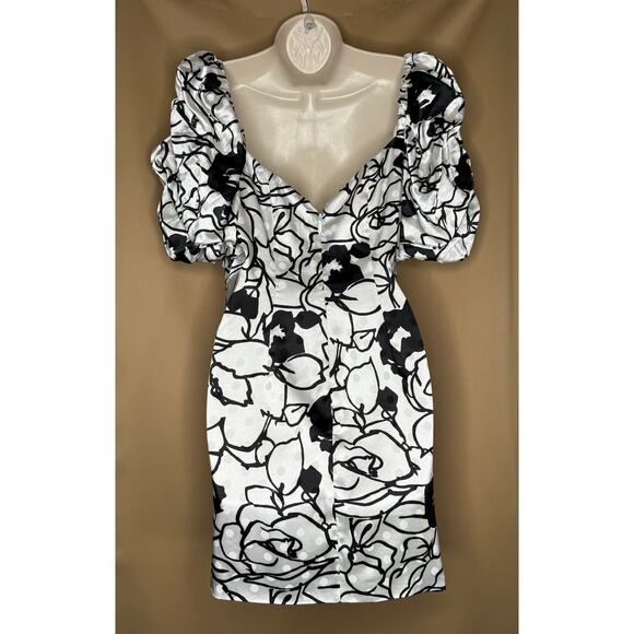 Ronny Kobo Black White Floral Dress 12 - Picture 10 of 12